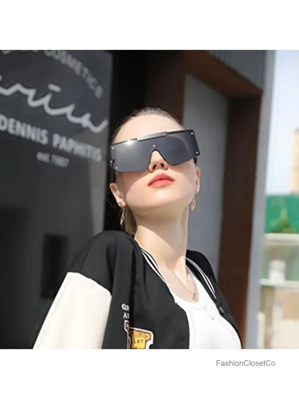 Oversized Square Flat Top Shield Sunglasses UV400 Protection Unisex
